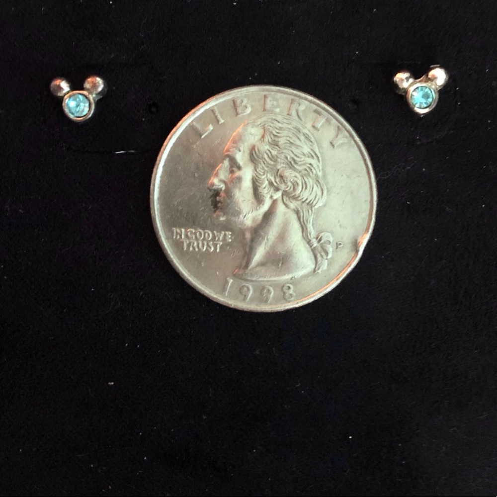 Disney Mickey Mouse Aquamarine Stud Earrings - Picture 3 of 3